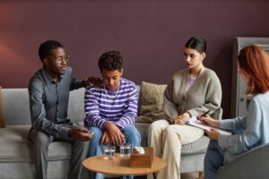 Family supporting addiction recovery with healthy boundaries